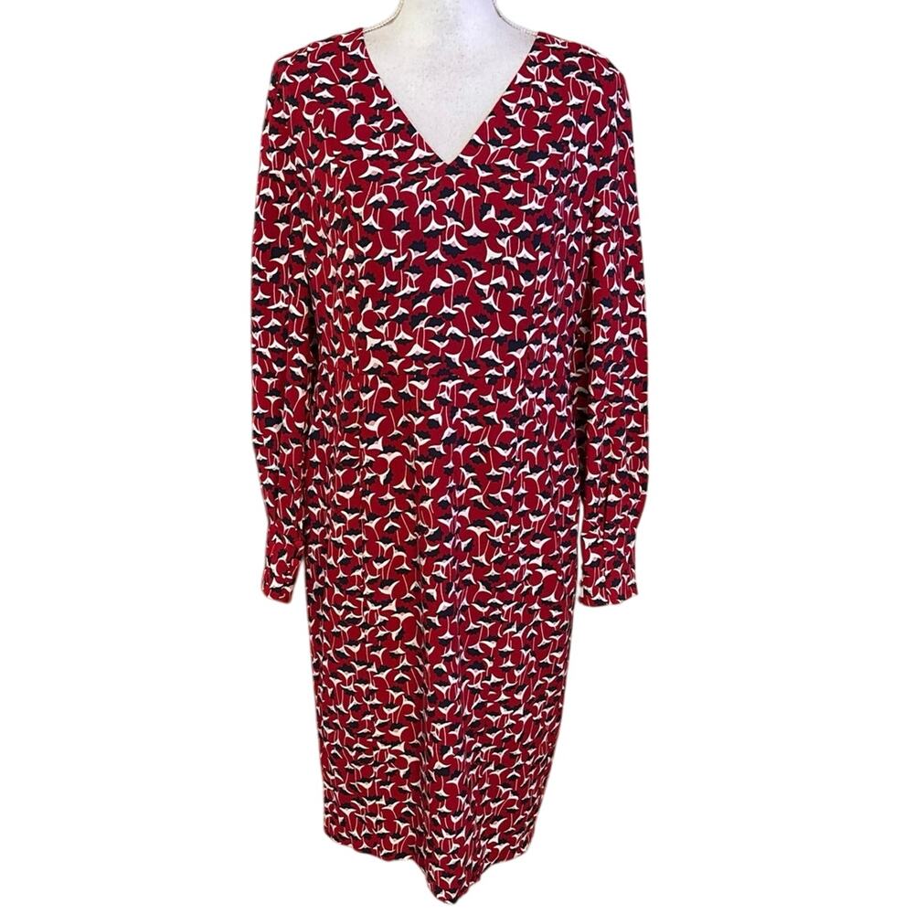 Boden US Size 10 Hannah Sheath Dress in Poinsettia Red Floral V Neck